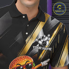 Cool Dabbing Burger Bowling Polo 1/4-Zip Shirt Custom Funny Bowling Apparel Bowler Gift