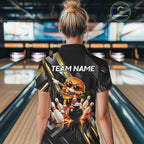 Cool Dabbing Burger Bowling Polo 1/4-Zip Shirt Custom Funny Bowling Apparel Bowler Gift