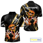 Cool Dabbing Burger Bowling Polo 1/4-Zip Shirt Custom Funny Bowling Apparel Bowler Gift