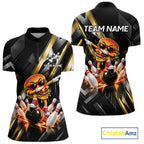 Cool Dabbing Burger Bowling Polo 1/4-Zip Shirt Custom Funny Bowling Apparel Bowler Gift