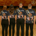 Cool Dabbing Burger Bowling Polo 1/4-Zip Shirt Custom Funny Bowling Apparel Bowler Gift