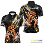 Cool Dabbing Pizza Bowling Polo 1/4-Zip Shirt Custom Funny Bowling Apparel Bowler Gift