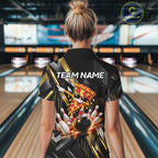 Cool Dabbing Pizza Bowling Polo 1/4-Zip Shirt Custom Funny Bowling Apparel Bowler Gift