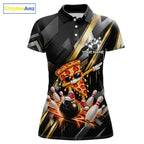 Cool Dabbing Pizza Bowling Polo 1/4-Zip Shirt Custom Funny Bowling Apparel Bowler Gift