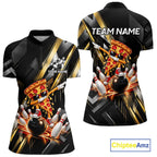 Cool Dabbing Pizza Bowling Polo 1/4-Zip Shirt Custom Funny Bowling Apparel Bowler Gift