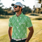 Personalized Desert Cactus Green Pattern Golf Polo Shirts Custom Funny Cactus Golf Gifts