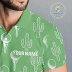 Personalized Desert Cactus Green Pattern Golf Polo Shirts Custom Funny Cactus Golf Gifts