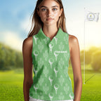 Personalized Desert Cactus Green Pattern Golf Sleeveless Polo Shirts Custom Funny Cactus Golf Gifts