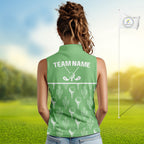 Personalized Desert Cactus Green Pattern Golf Sleeveless Polo Shirts Custom Funny Cactus Golf Gifts