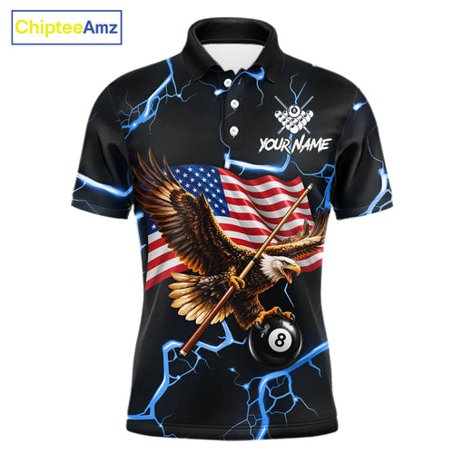 Eagle 8 Ball Billiard Shirt Patriotic US Flag Pool Jersey Custom Billiard Team Uniform