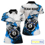 Blue Splatter Eagle 8 Ball Pool Polo Shirt Custom Billiard League Team Jersey With Name