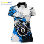 Blue Splatter Eagle 8 Ball Pool Polo Shirt Custom Billiard League Team Jersey With Name