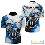 Blue Splatter Eagle 8 Ball Pool Polo Shirt Custom Billiard League Team Jersey With Name