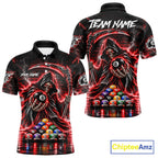 Red Thunder Grim Reaper 8 Ball Billiard Pool Shirt Custom Billiard Skeleton Team Appeal