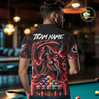 Red Thunder Grim Reaper 8 Ball Billiard Pool Shirt Custom Billiard Skeleton Team Appeal
