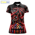 Red Thunder Grim Reaper 8 Ball Billiard Pool Shirt Custom Billiard Skeleton Team Appeal