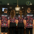 Red Thunder Grim Reaper 8 Ball Billiard Pool Shirt Custom Billiard Skeleton Team Appeal