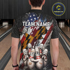 Funny Sad Pins Patriotic Bowling Jersey Custom Maryland - US Flag Bowling Team Shirts