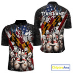 Funny Sad Pins Patriotic Bowling Jersey Custom Maryland - US Flag Bowling Team Shirts