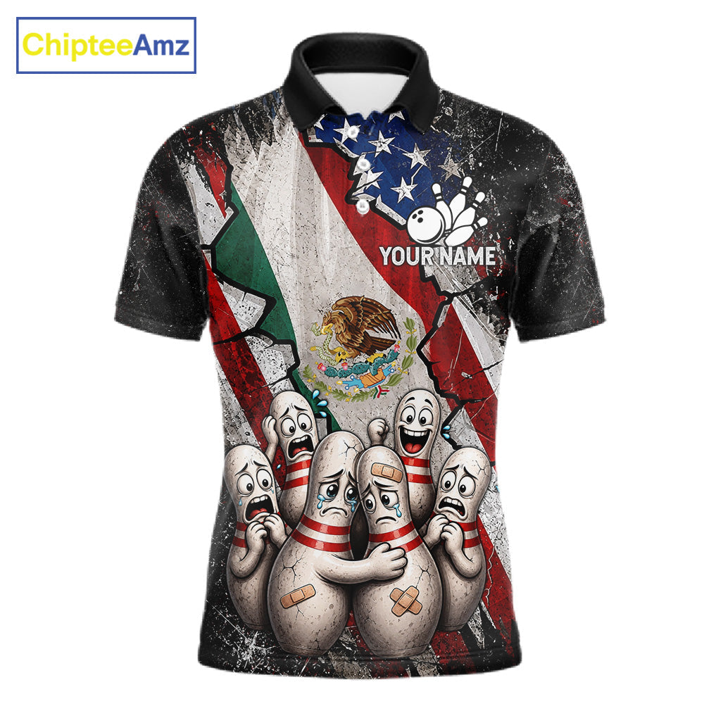 Funny Sad Pins Patriotic Bowling Jersey Custom Mexican - US Flag Bowling Team Shirts