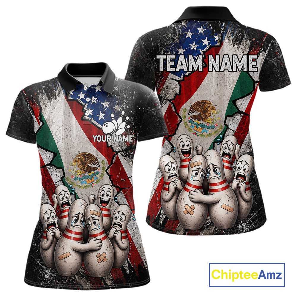 Funny Sad Pins Patriotic Bowling Jersey Custom Mexican - US Flag Bowling Team Shirts