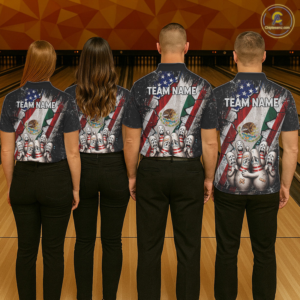 Funny Sad Pins Patriotic Bowling Jersey Custom Mexican - US Flag Bowling Team Shirts