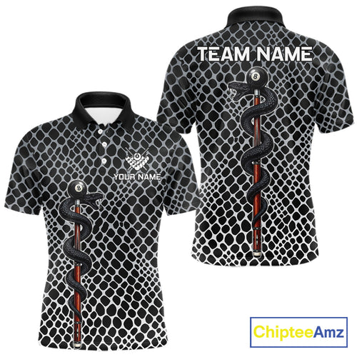 's Billiard Polo Shirt Cobra Blue 8 Ball Pool Shirt Personalized Snakeskin Golf Team Apparel