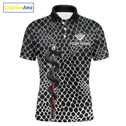 's Billiard Polo Shirt Cobra Blue 8 Ball Pool Shirt Personalized Snakeskin Golf Team Apparel