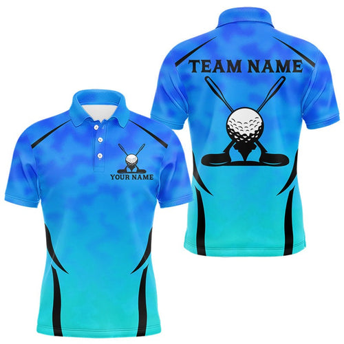 's Blue Camo Golf Polo Shirt Custom Golf Team Jersey Camo Golf Short Sleeve Jersey