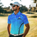 's Blue Camo Golf Polo Shirt Custom Golf Team Jersey Camo Golf Short Sleeve Jersey