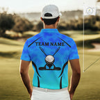 's Blue Camo Golf Polo Shirt Custom Golf Team Jersey Camo Golf Short Sleeve Jersey