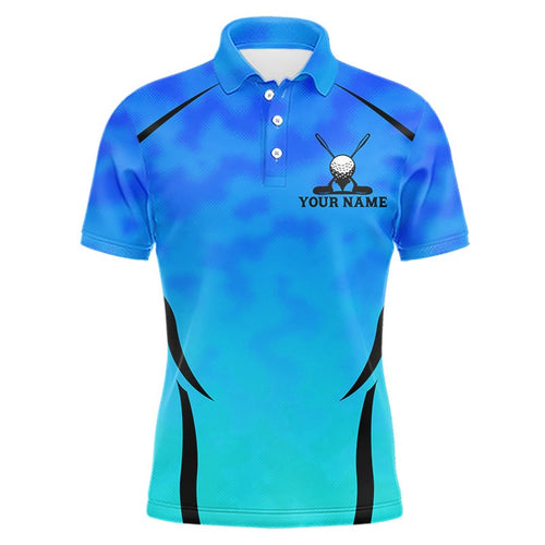 's Blue Camo Golf Polo Shirt Custom Golf Team Jersey Camo Golf Short Sleeve Jersey