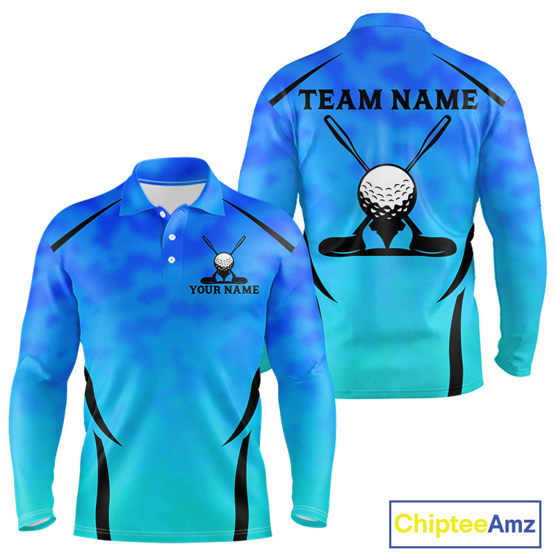 's Blue Camo Golf Polo Shirt Custom Golf Team Jersey Camo Golf Short Sleeve Jersey