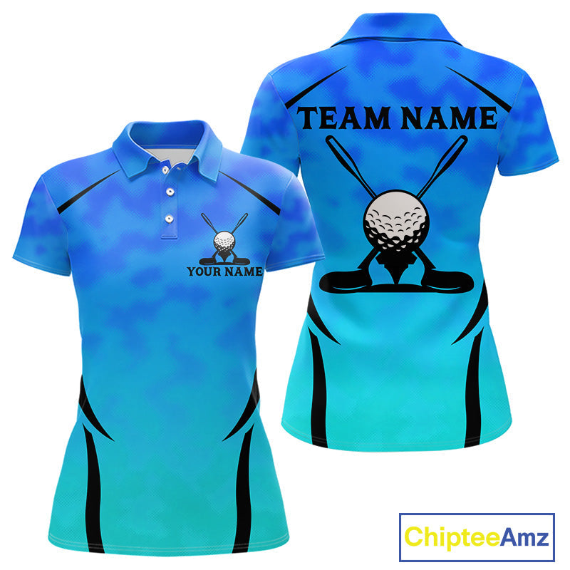 Blue Camo Golf Polo Shirt Custom Golf Team Jersey Camo Golf Short Sleeve Jersey