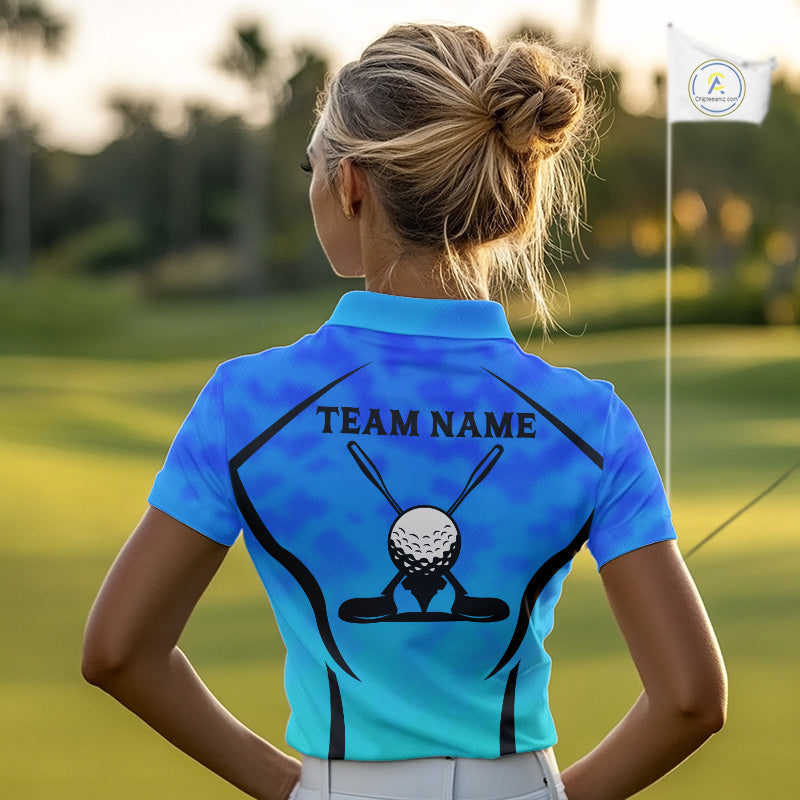 Blue Camo Golf Polo Shirt Custom Golf Team Jersey Camo Golf Short Sleeve Jersey