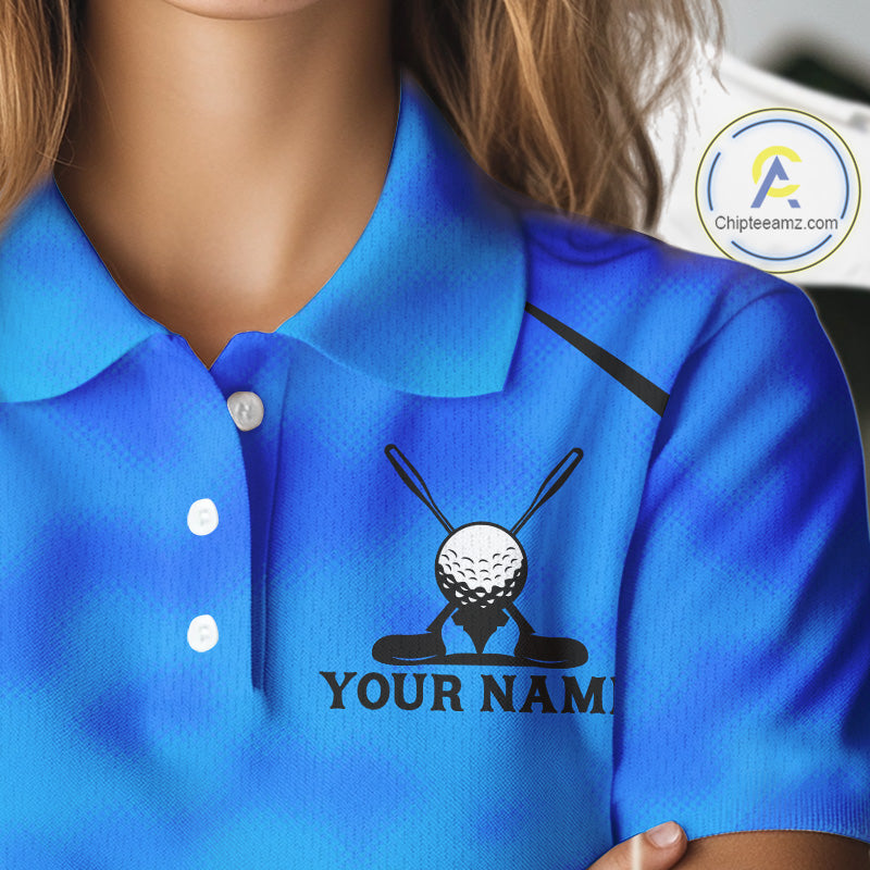Blue Camo Golf Polo Shirt Custom Golf Team Jersey Camo Golf Short Sleeve Jersey