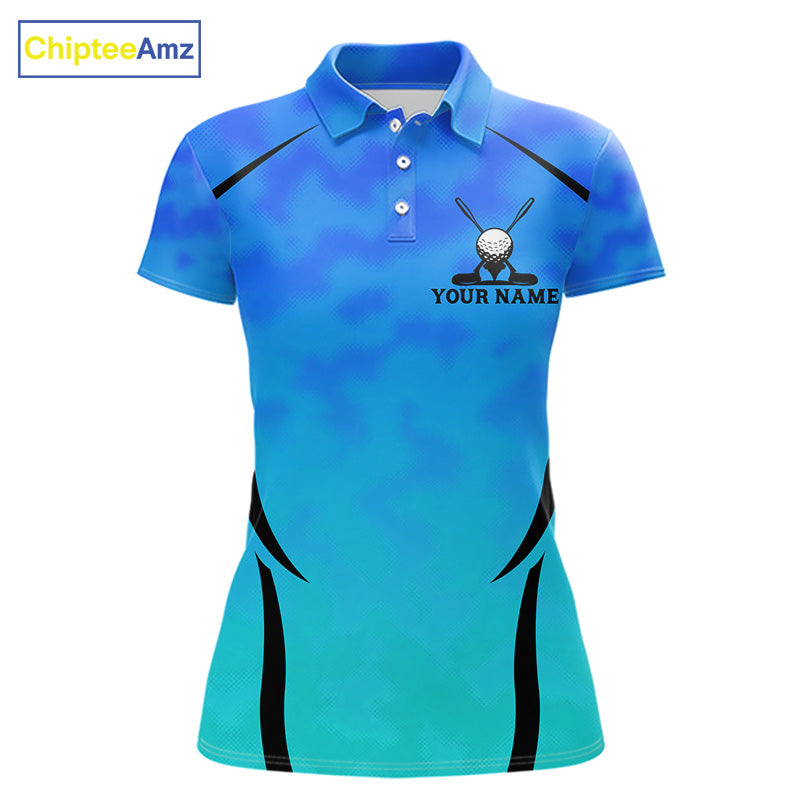 Blue Camo Golf Polo Shirt Custom Golf Team Jersey Camo Golf Short Sleeve Jersey