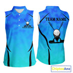 Blue Camo Golf Sleeveless Polo Shirt Custom Golf Team Jersey Camo Golf Short Sleeve Jersey