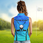 Blue Camo Golf Sleeveless Polo Shirt Custom Golf Team Jersey Camo Golf Short Sleeve Jersey