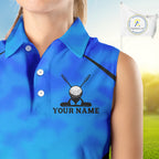 Blue Camo Golf Sleeveless Polo Shirt Custom Golf Team Jersey Camo Golf Short Sleeve Jersey
