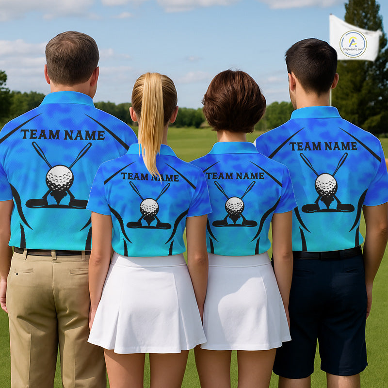 's Blue Camo Golf Polo Shirt Custom Golf Team Jersey Camo Golf Short Sleeve Jersey