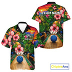 Monstera Pattern Bowling & Hawaiian Shirt Custom Button Up Bowling Team Shirt