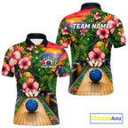 Monstera Pattern Funny Bowling Shirt Custom Summer Tropical Bowling Shirts