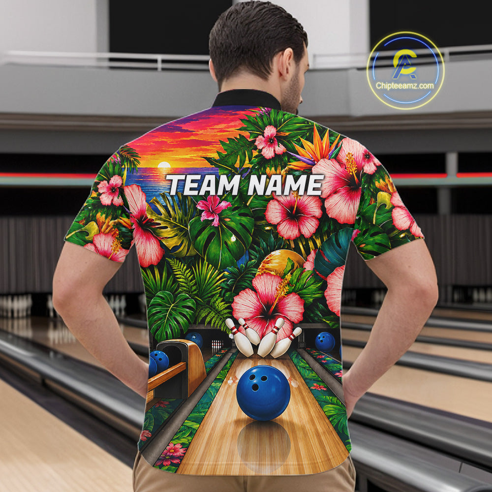 Monstera Pattern Funny Bowling Shirt Custom Summer Tropical Bowling Shirts