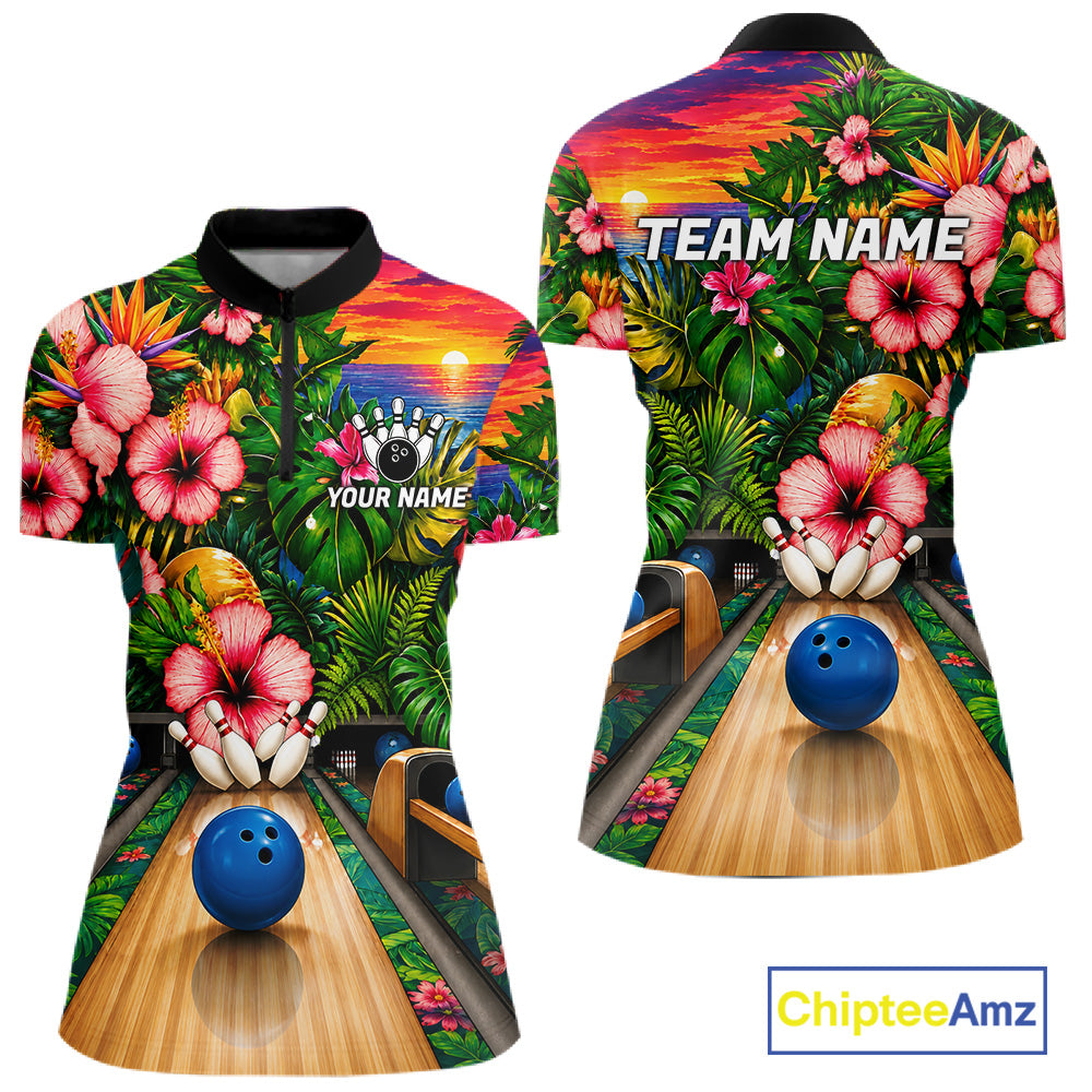 Monstera Pattern Funny Bowling Shirt Custom Summer Tropical Bowling Shirts