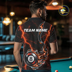 Personalized Orange Thunder Billiard Polo 1/4-Zip Shirt Custom 8 Ball Fire Flame Billiard Jersey