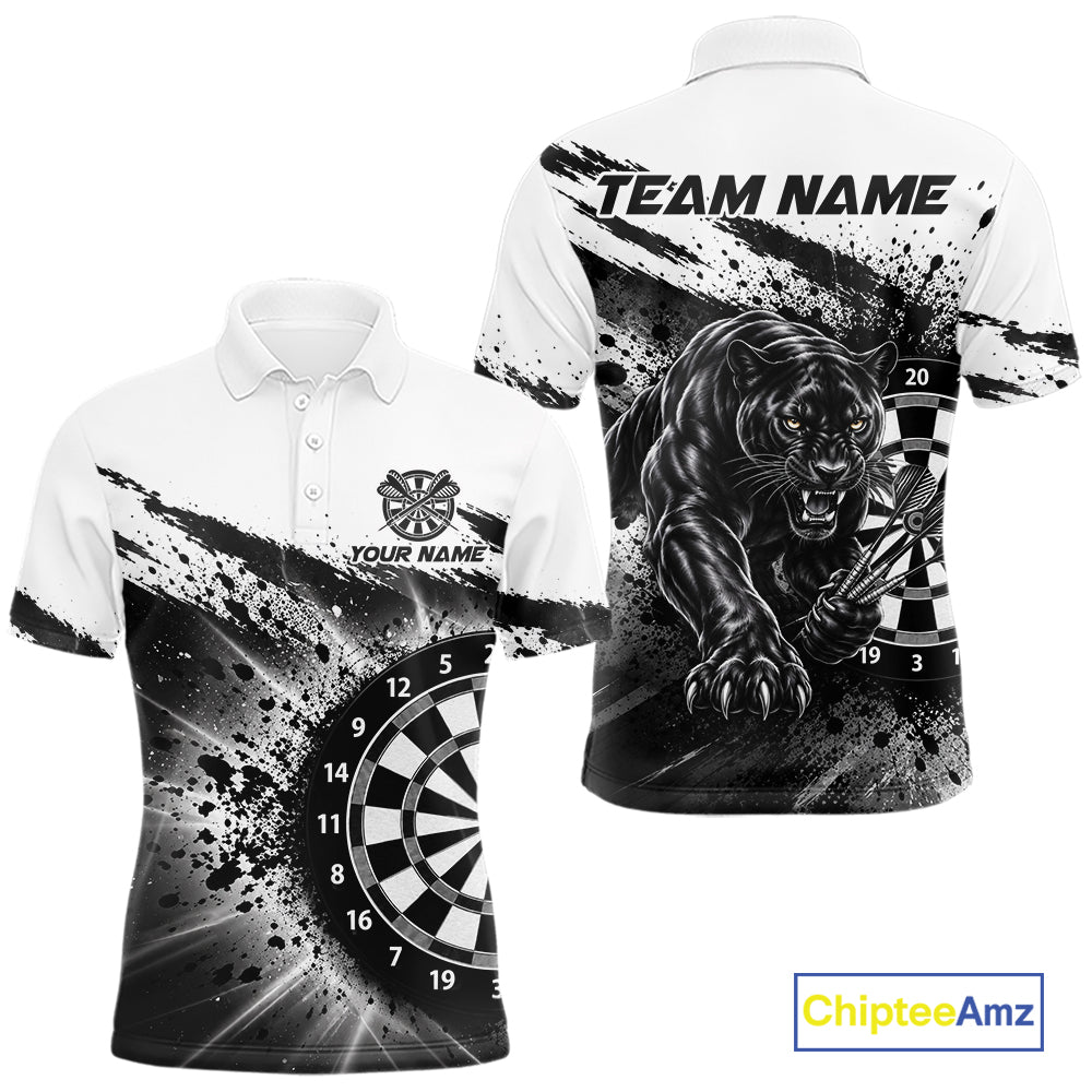 Custom Panther Darts Shirt Personalized Splatter Black Dartboard Jersey Panther Darts Team Gift