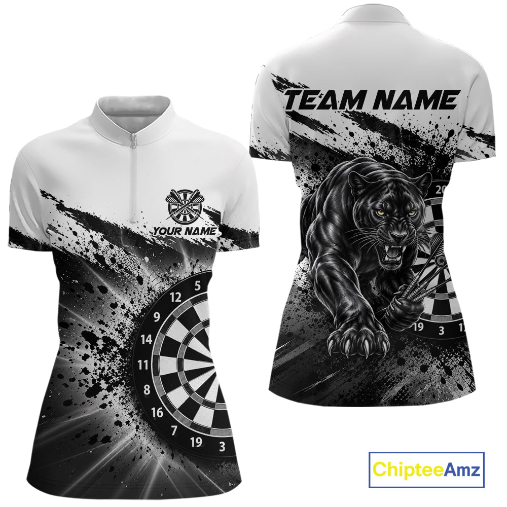 Custom Panther Darts Shirt Personalized Splatter Black Dartboard Jersey Panther Darts Team Gift