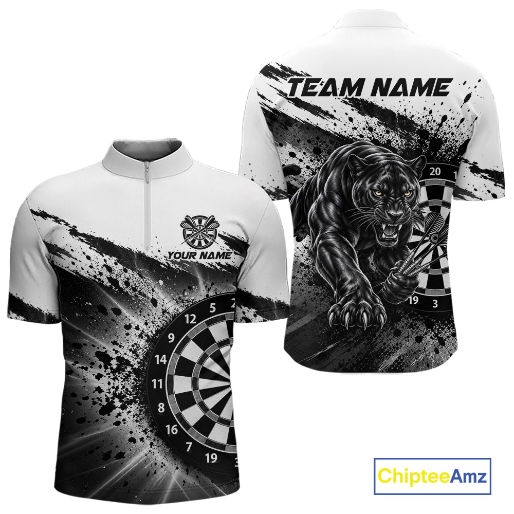 Custom Panther Darts Shirt Personalized Splatter Black Dartboard Jersey Panther Darts Team Gift