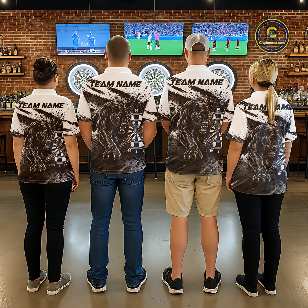 Custom Panther Darts Shirt Personalized Splatter Black Dartboard Jersey Panther Darts Team Gift